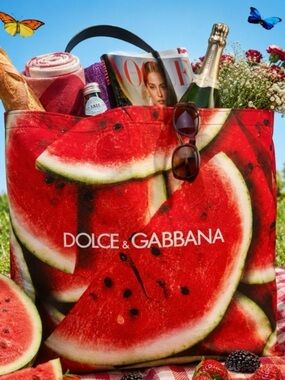 Rear DOLCE & GABBANA Red Oversized Tote Bag - Watermelon Print- NWOT